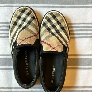 Burberry checked canvas slip on sneakers